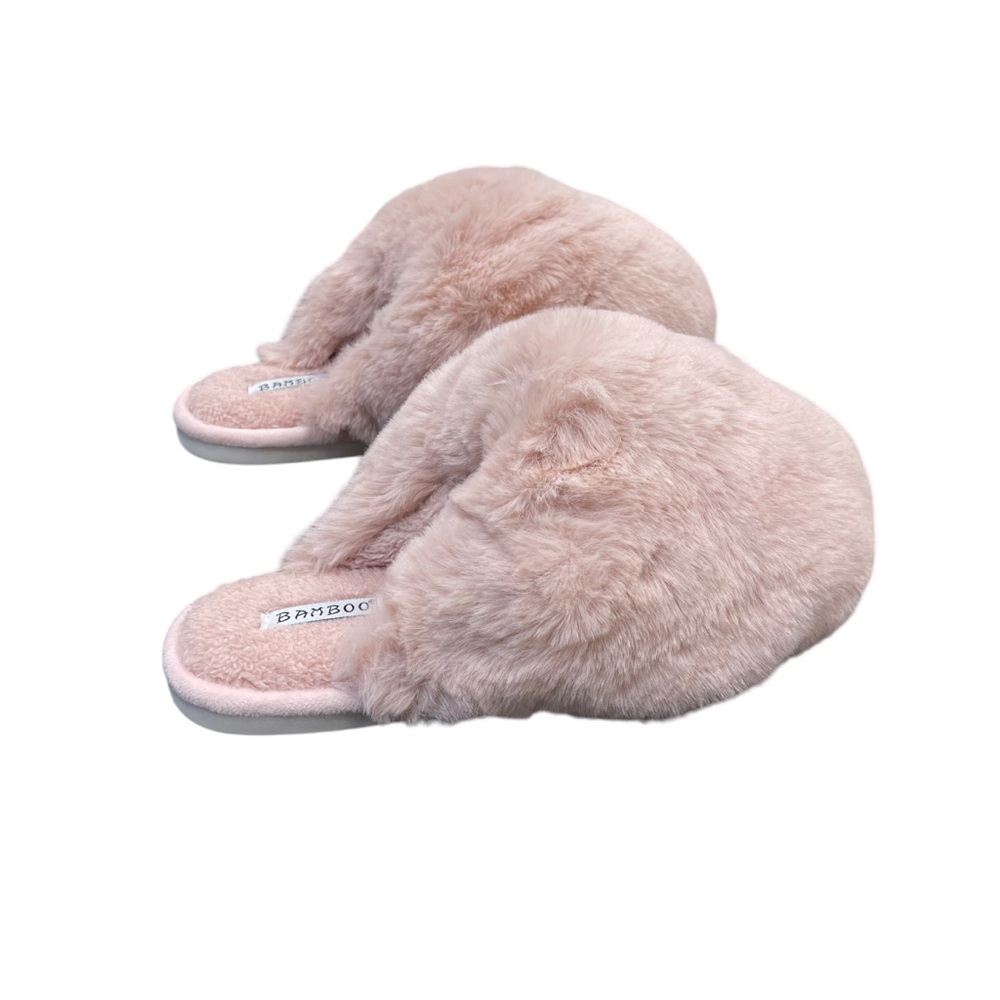 Women's Pink Faux Fur Fuzzy Slippers